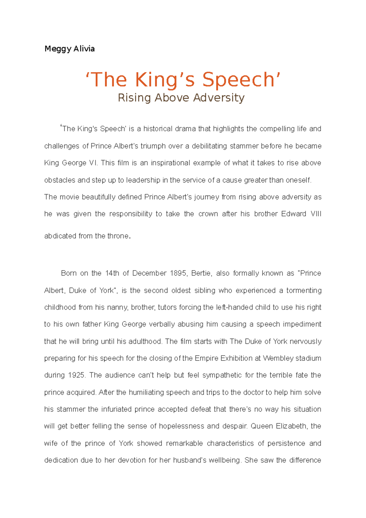 the king's speech essay topics