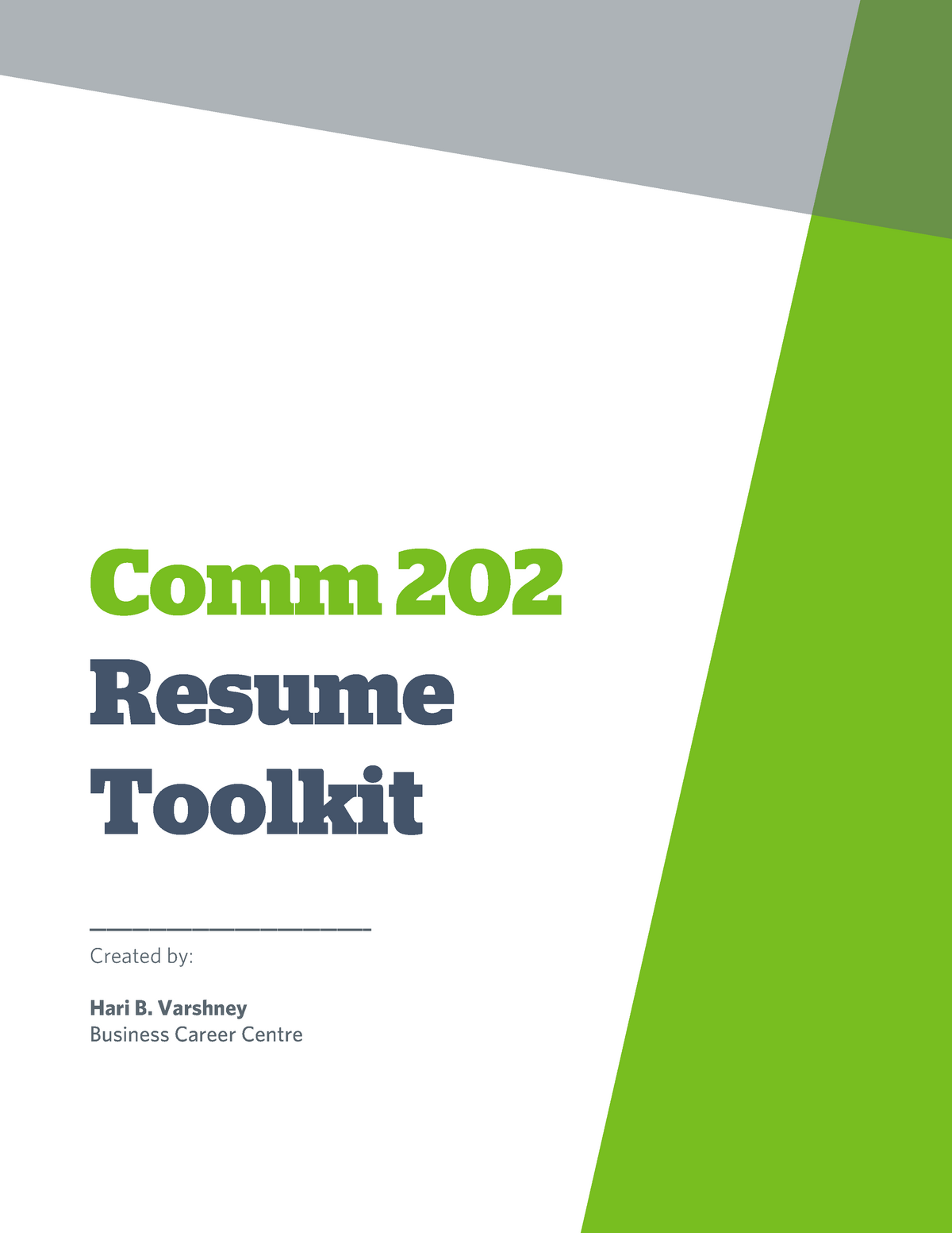 Comm202 Resume Toolkit Comm 202 Resume Toolkit