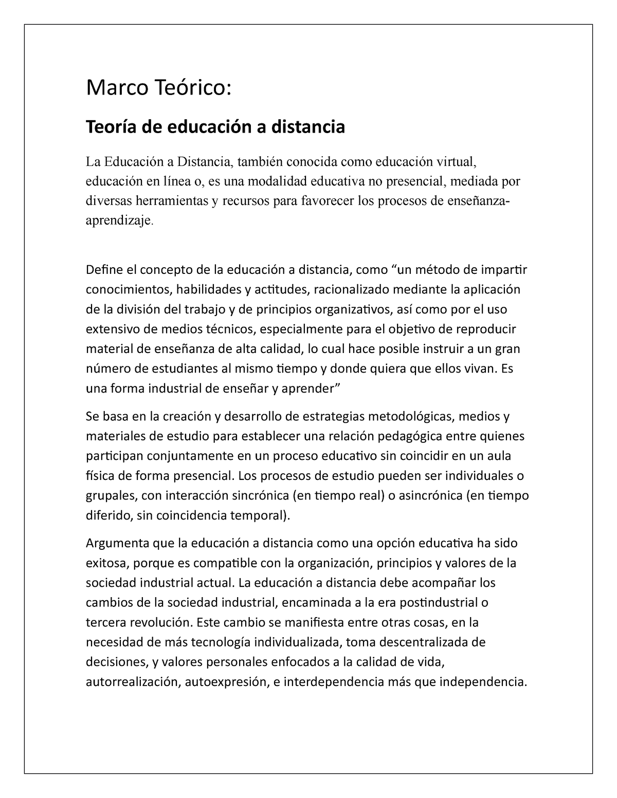 Marco Teórico - Excelencia - Marco Teórico: Teoría De Educación A ...