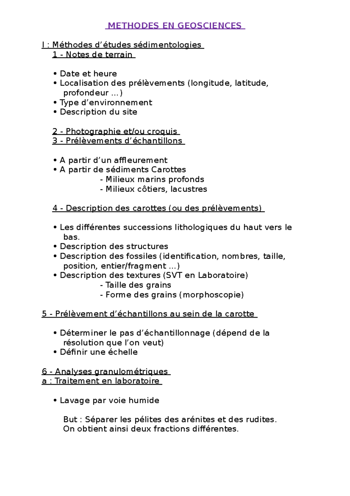 Geosciences - METHODES EN GEOSCIENCES I : Méthodes d’études ...