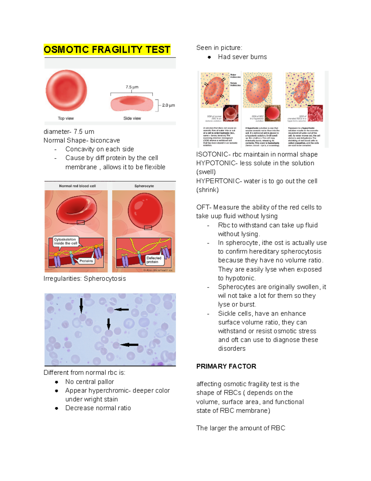 Hemalab1Final term OSMOTIC FRAGILITY TEST diameter 7 um Normal