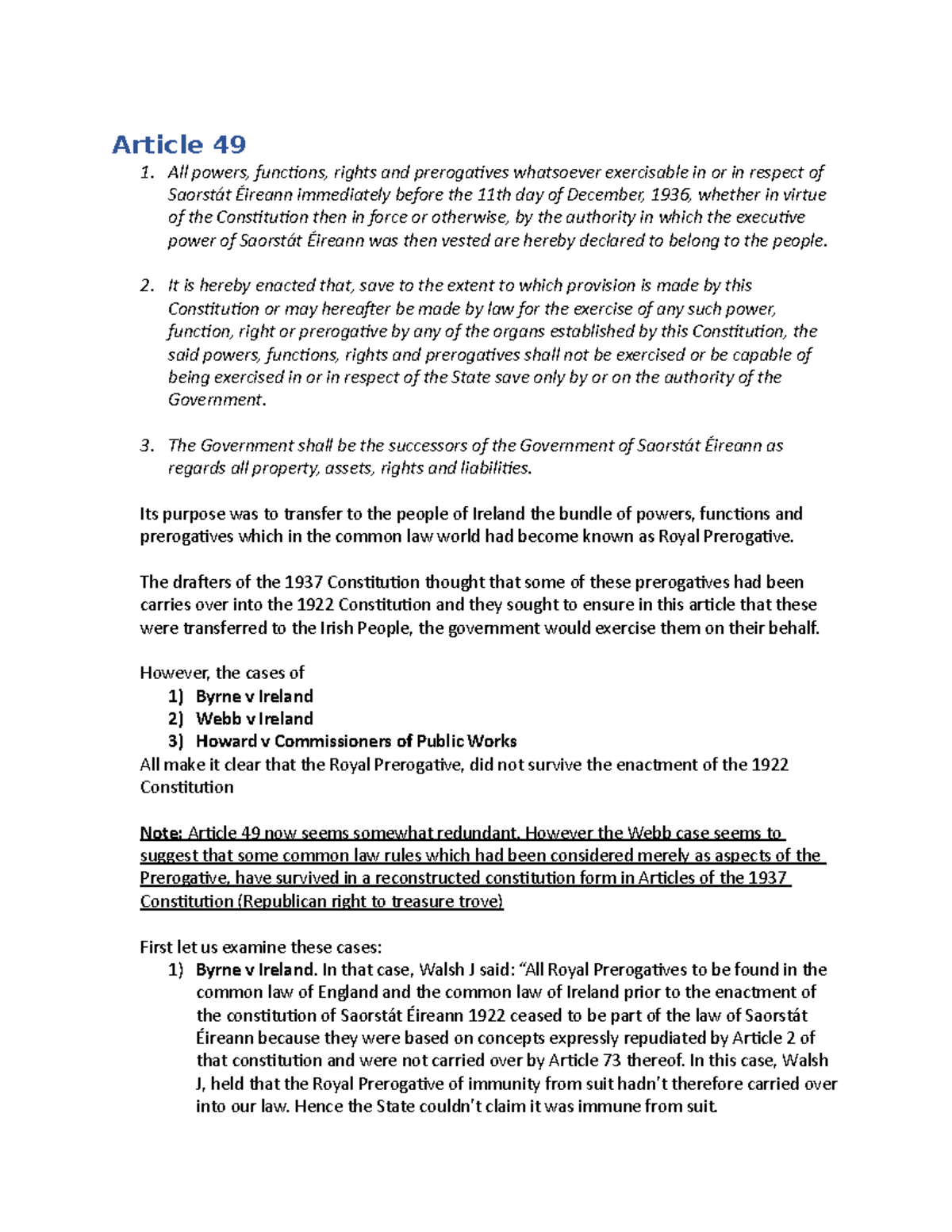 T4 Article 49 - notes - Article 49 1. All powers, functions, rights and ...