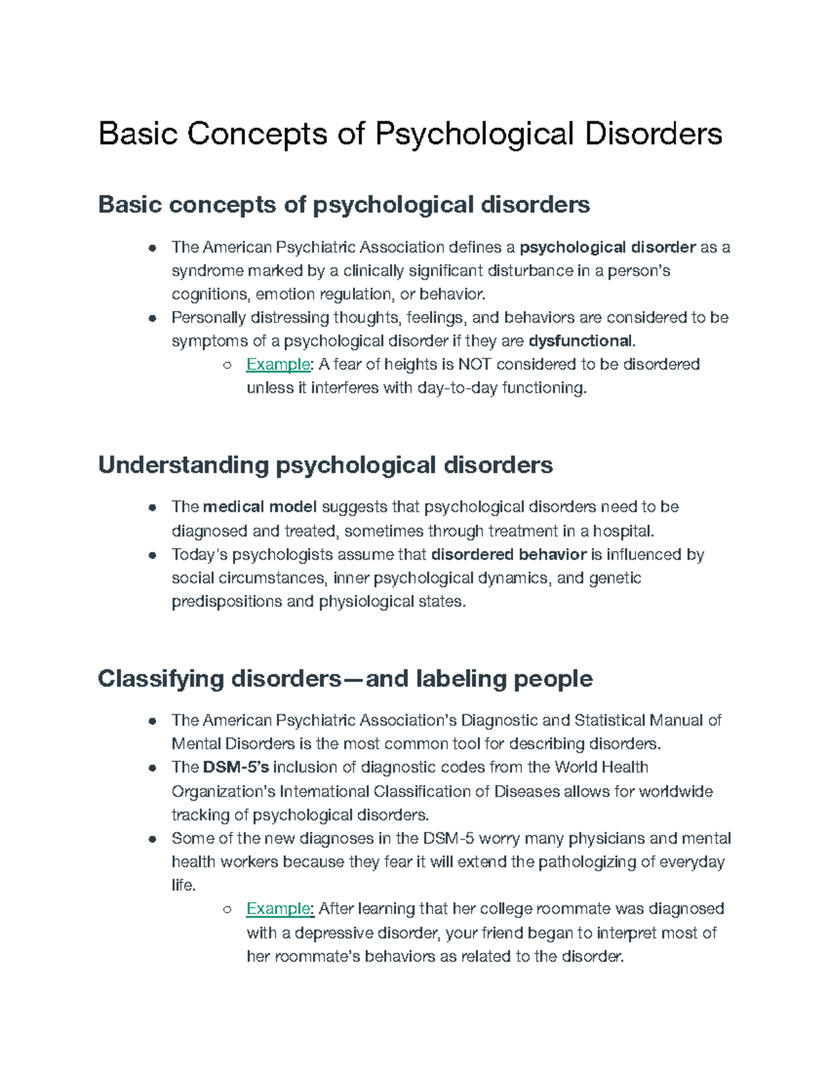 Basic Concepts of Psychological Disorders - Personally distressing ...