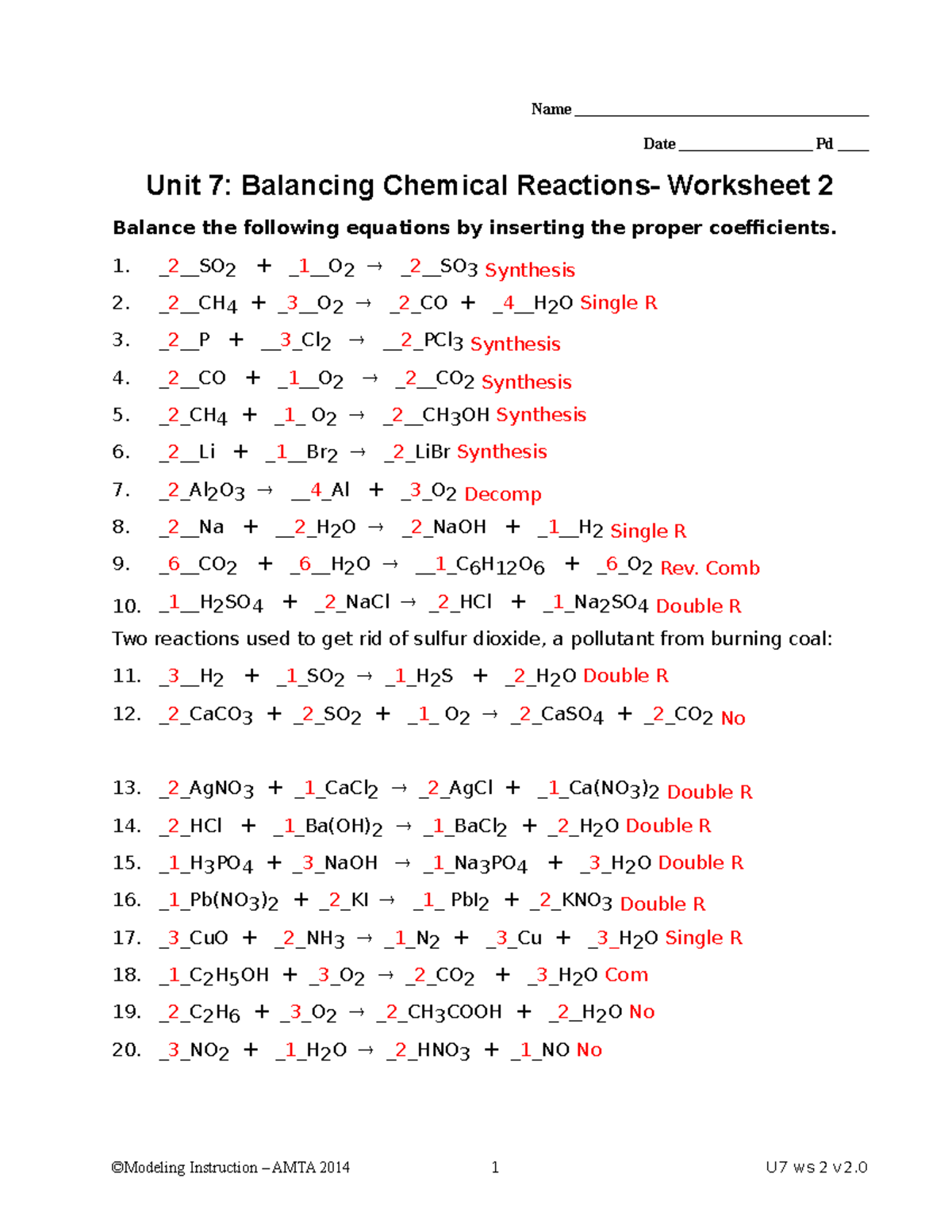 04 ws2 Bal Eq 2 - aaa - Name Date Pd Unit 7: Balancing Chemical Reactions- Worksheet 2 Balance the - Studocu 04-ws2-bal-eq-2-aaa-name-date-pd-unit-7-balancing-chemical-reactions-worksheet-2-balance-the-studocu