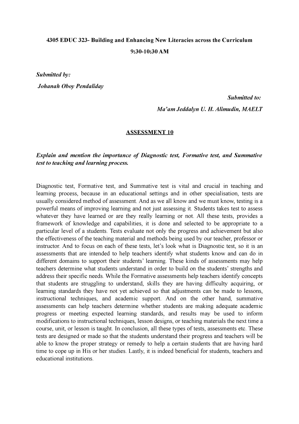 assessment-10-explain-and-mention-the-importance-of-diagnostic-test