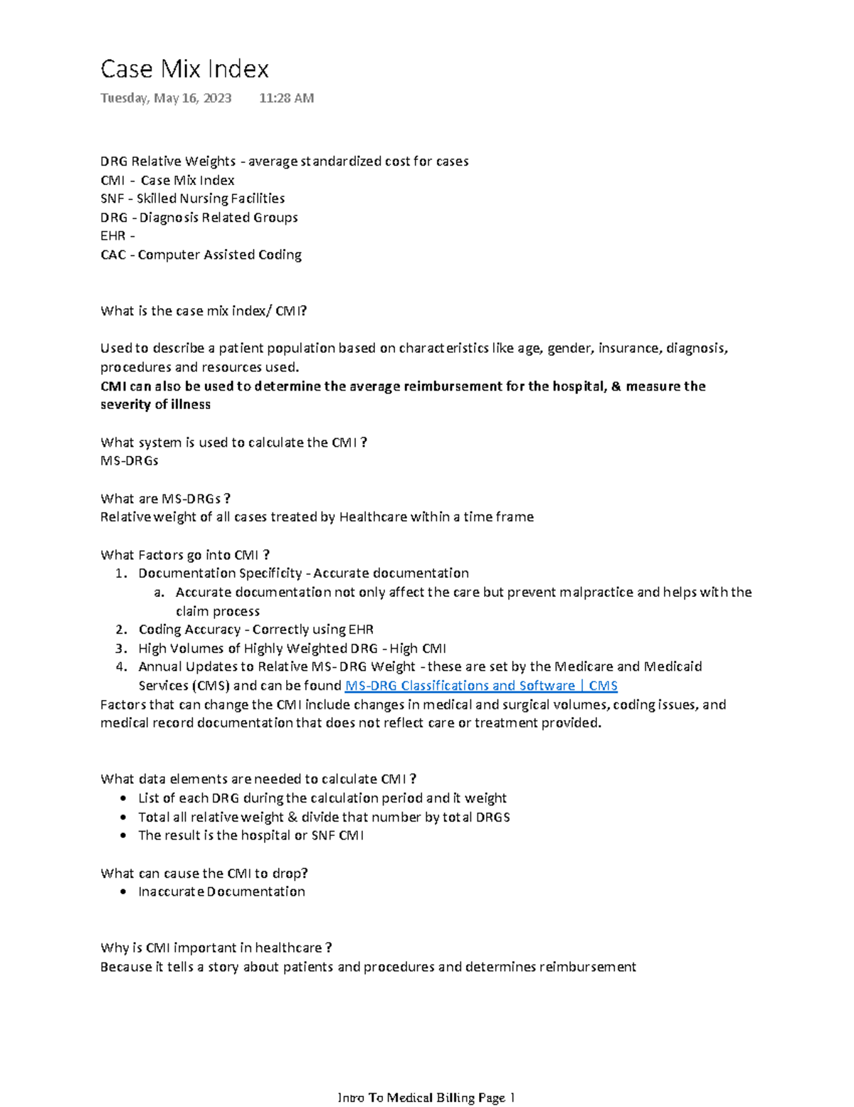 Case mix index This is and into to CMI and how to use it DRG