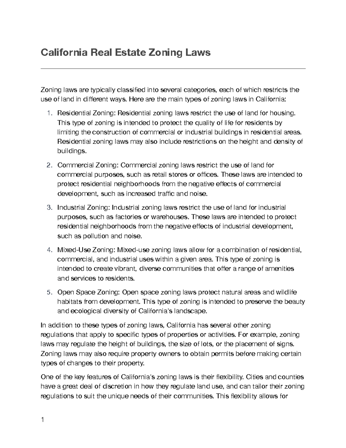 California Real Estate Zoning Laws Here are the main types of zoning laws in California Studocu