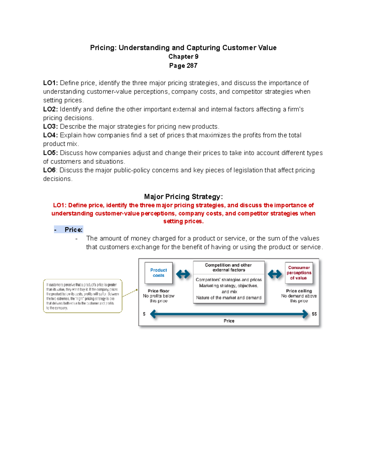 Marketing 1000 Chapter 9 - Pricing: Understanding and Capturing ...