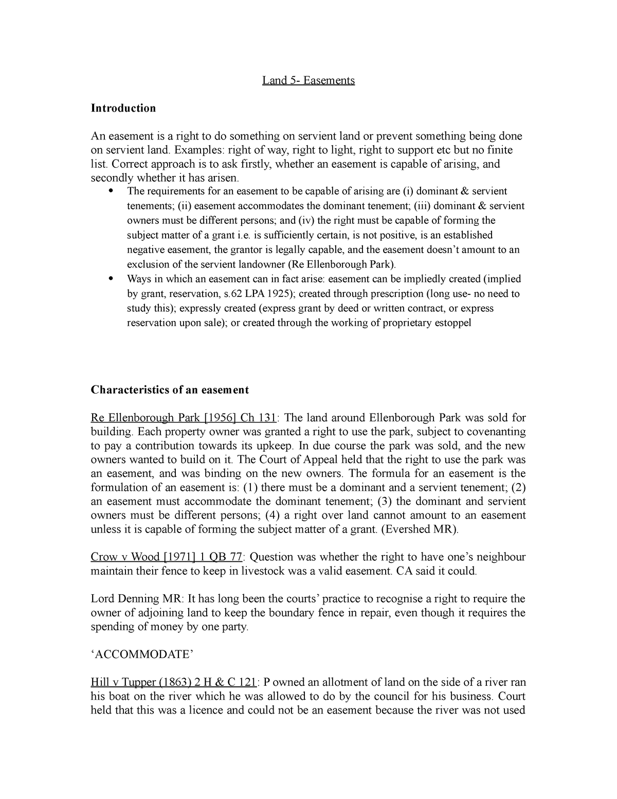 Easements Land 5 Easements Introduction An Easement Is A Right To Do Something On Servient 6194