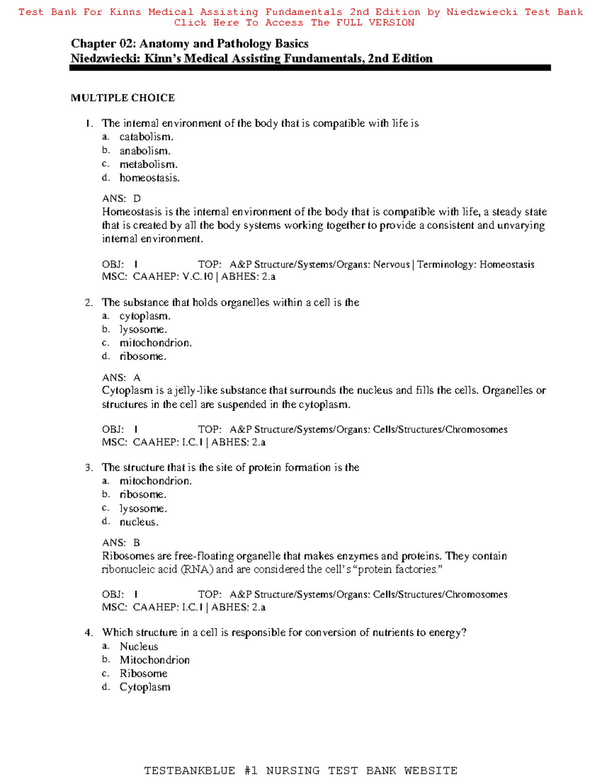 Test Bank for Kinns Medical Assisting Fundamentals 2nd Edition by ...