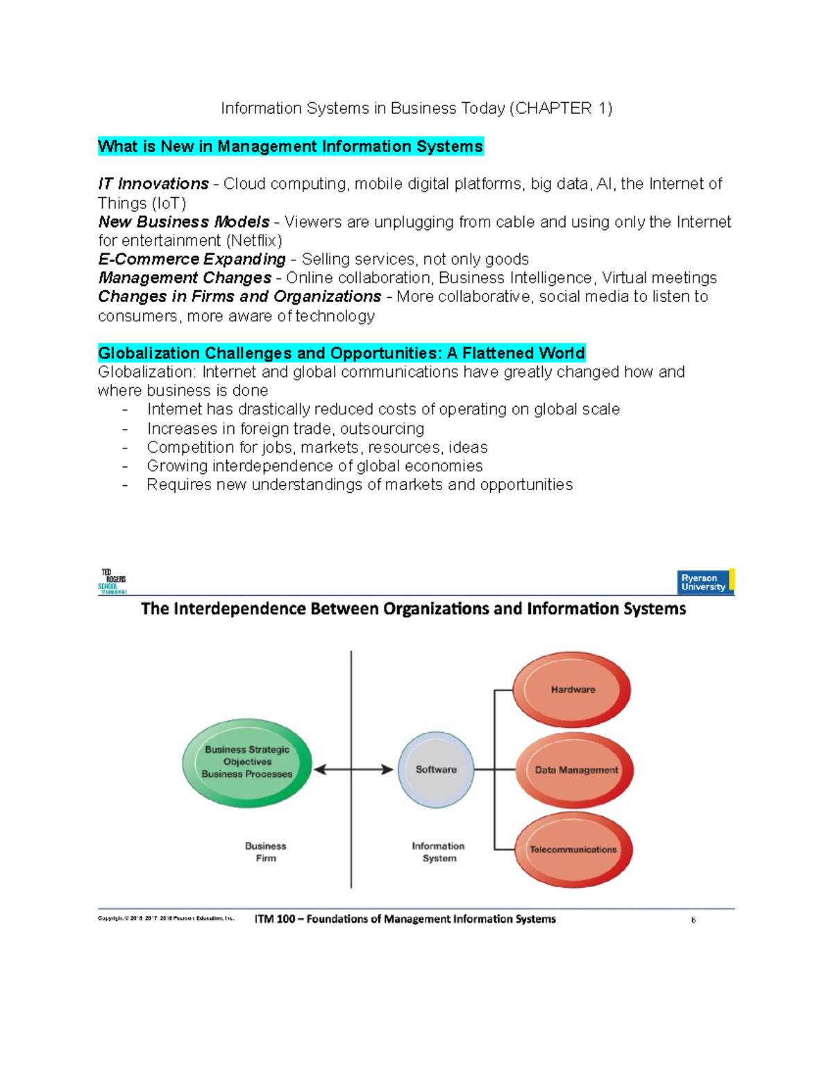 ITM100 Midterm Notes - Information Systems In Business Today (CHAPTER 1 ...