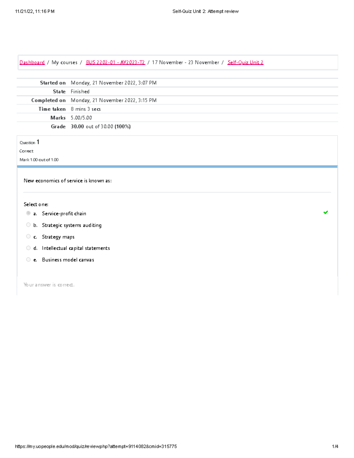 Self-Quiz Unit 2 Attempt review - Started on Monday, 21 November 2022 ...