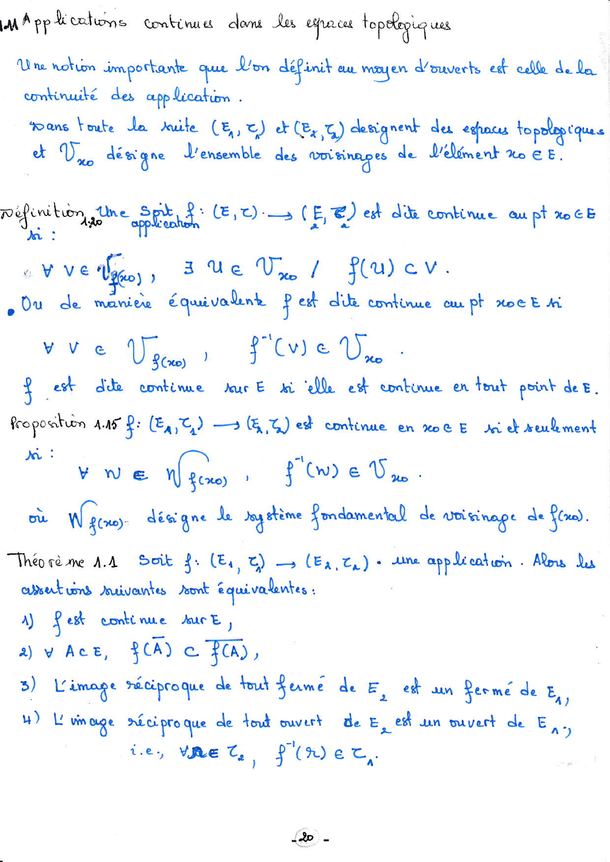 Chapitre 1 Continuite dans les espaces topologiques - ,. Â 1y .L c,o.,l ...