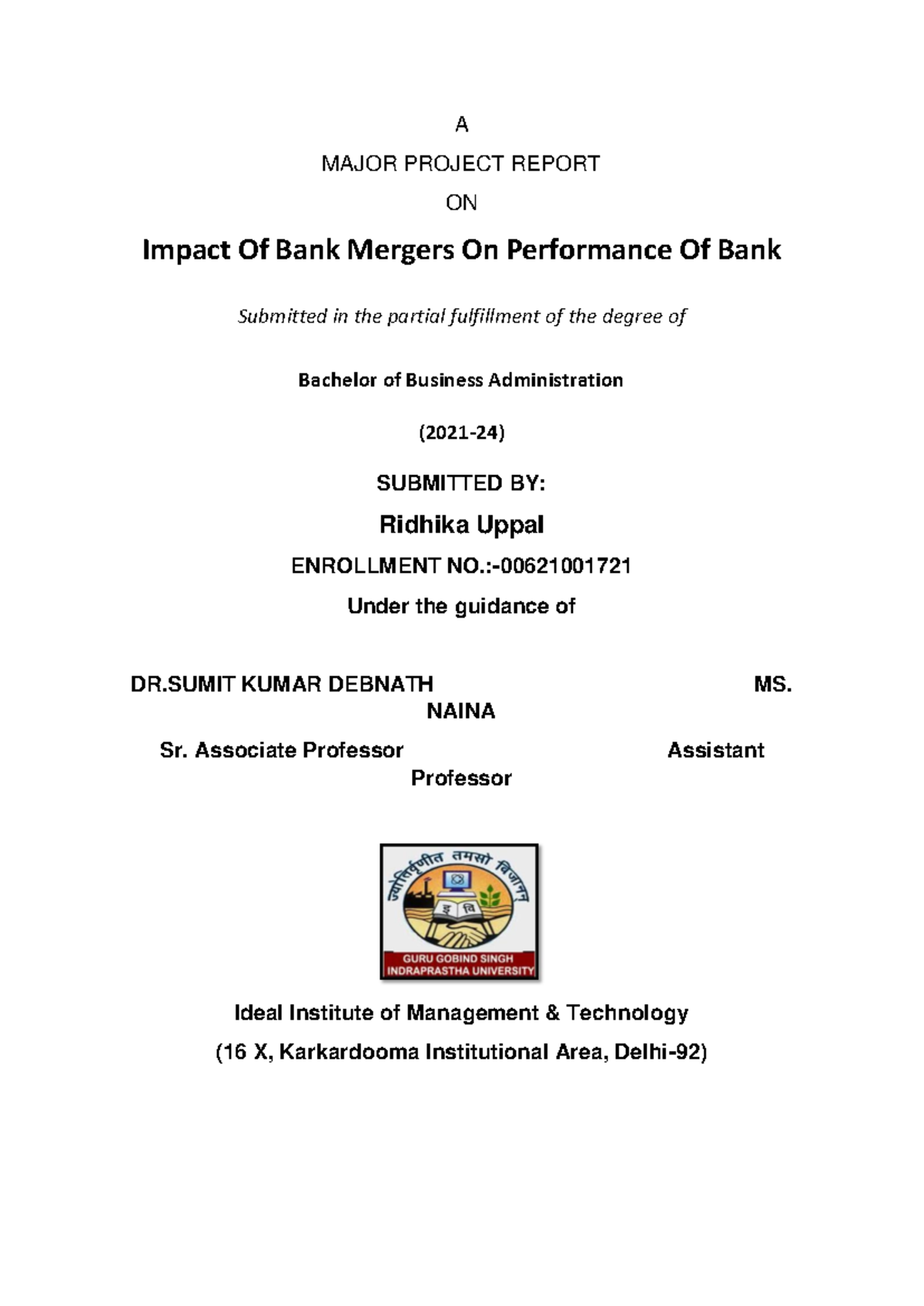 Intro-2 - Major Project On Impact on the performance of the banks on ...