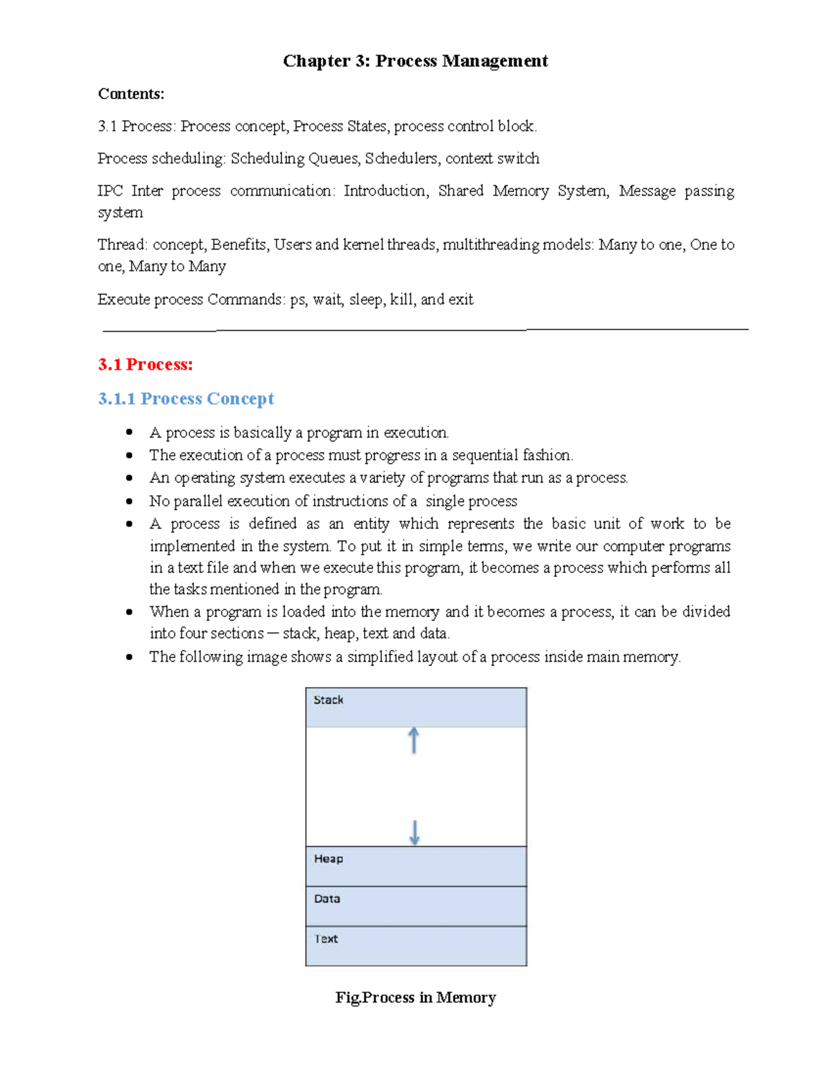Unit - 3 - unit 3 imp - Chapter 3: Process Management Contents: 3 ...