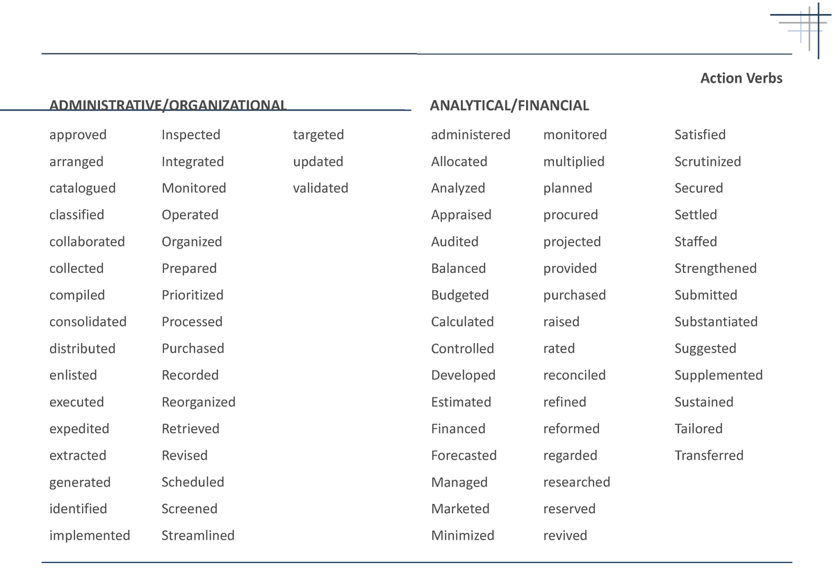 Action Verb Dcwefwrfwrfwefwefwe Action Verbs ADMINISTRATIVE   Thumb 1200 831 