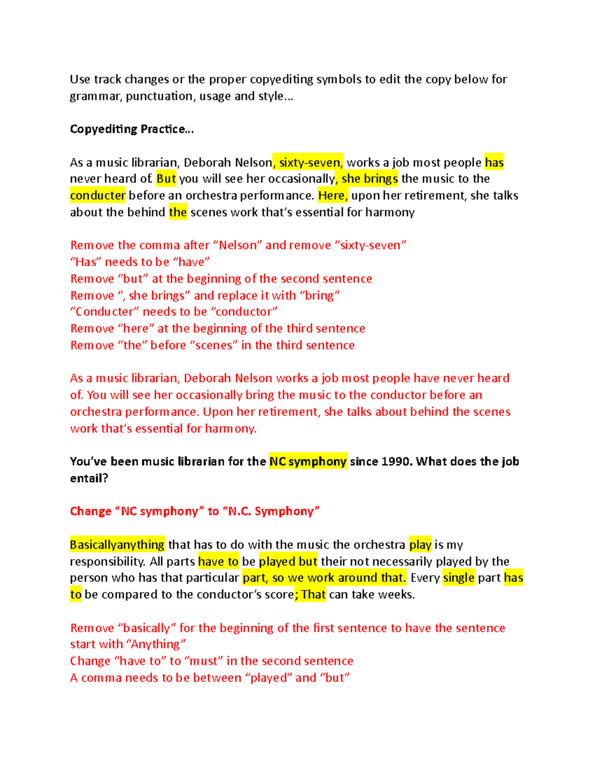 ENG 214 Copyediting exercise 2-7-20 - Use track changes or the proper ...