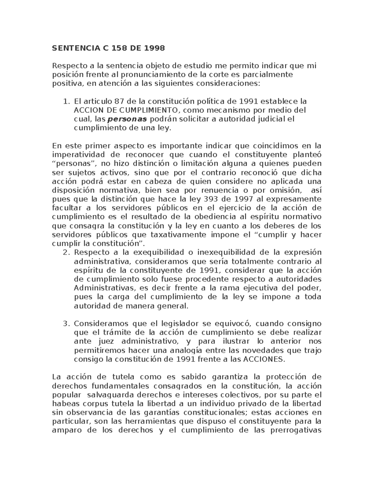 Sentencia C 158 DE 1998 - SENTENCIA C 158 DE 1998 Respecto a la