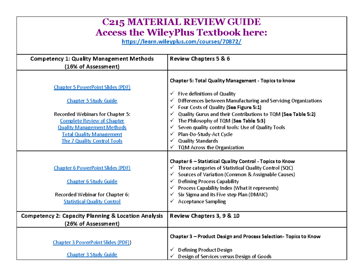 C215 Material Review Guide -updated 2 - C215 MATERIAL REVIEW GUIDE ...