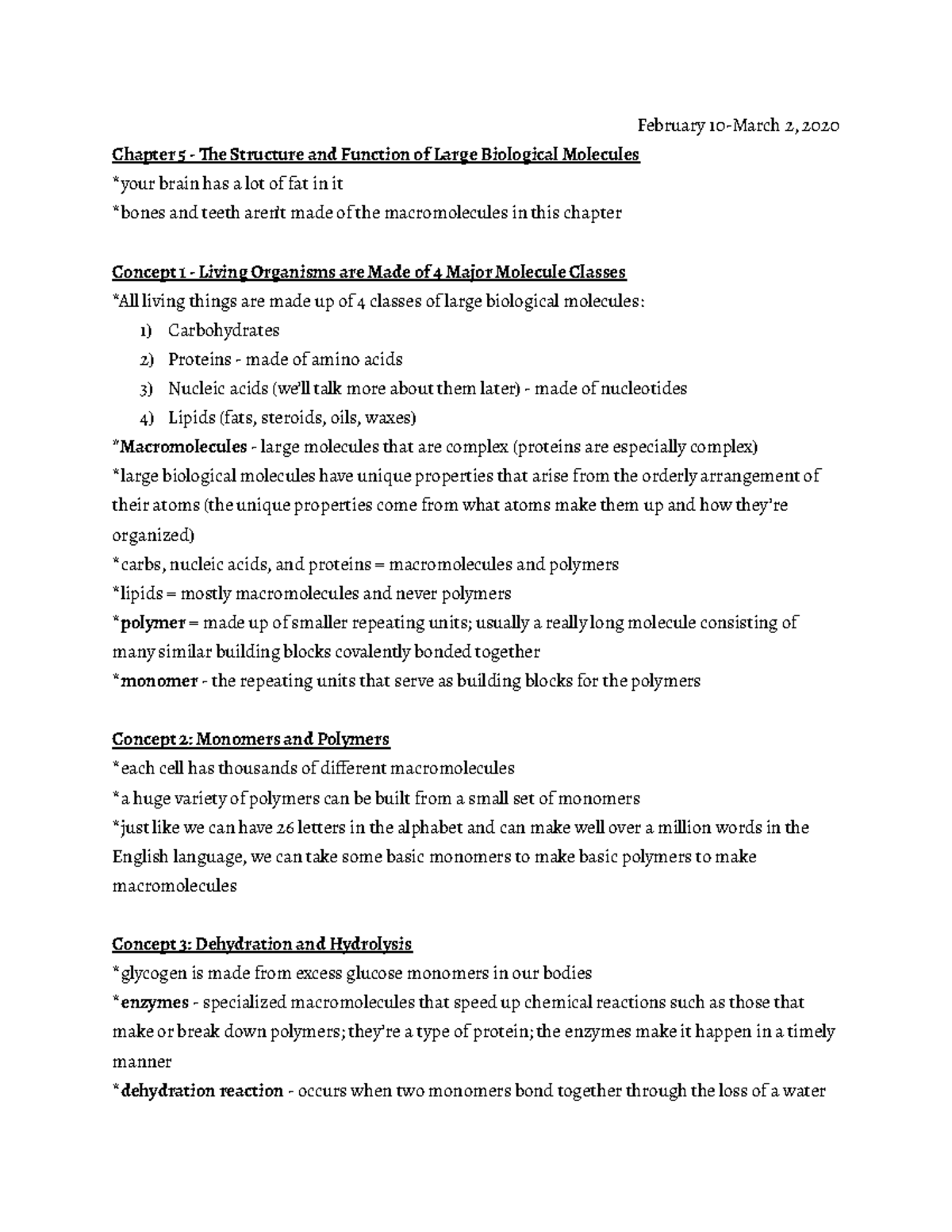 Prof Wilson Chapter 5 Notes - February 10-March 2, 2020 Chapter 5 - The ...