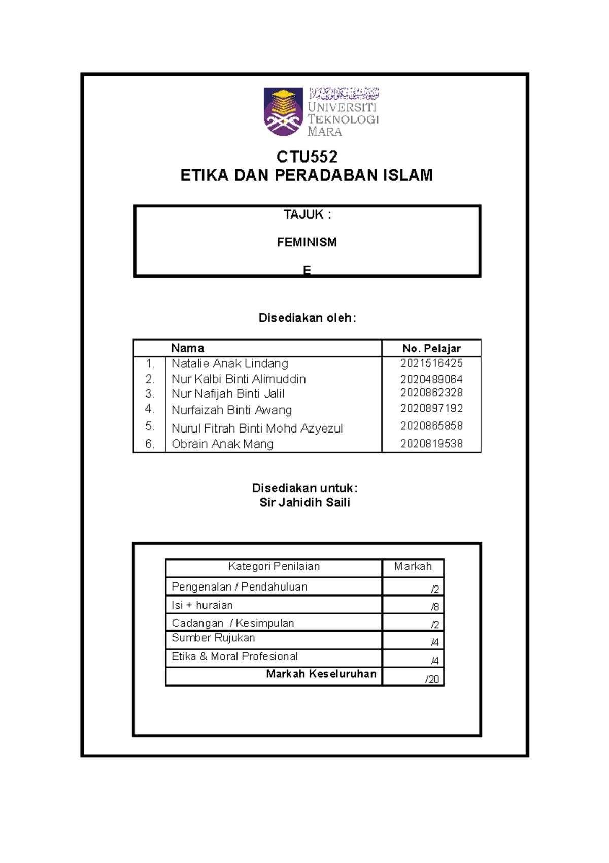 6 Contoh Penulisan Kertas Kerja - CTU ETIKA DAN PERADABAN ISLAM ...