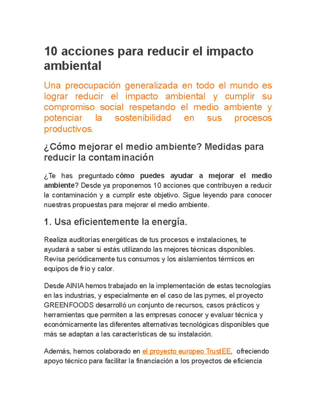 10 acciones para reducir el impacto ambiental - ¿Cómo mejorar el medio ...