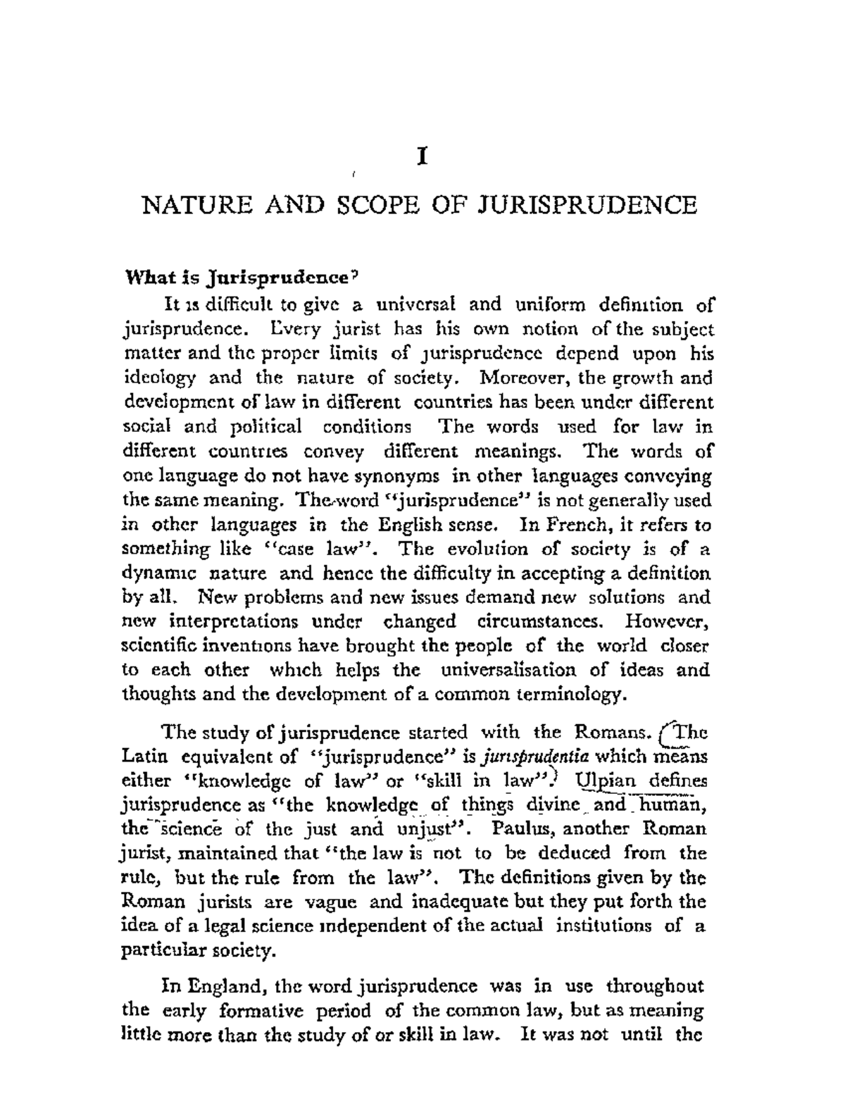 Reading Material-Nature And Scope Of Jurisprudence - Studocu