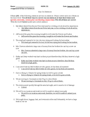 HUEN 231-Assignment #3 Compound, Complex, and Compound Complex ...