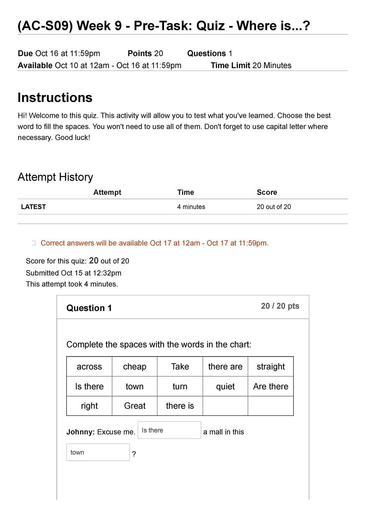 Quiz Week 9 Pre Task Quiz Where Is - (AC-S09) Week 9 - Pre-Task: Quiz ...