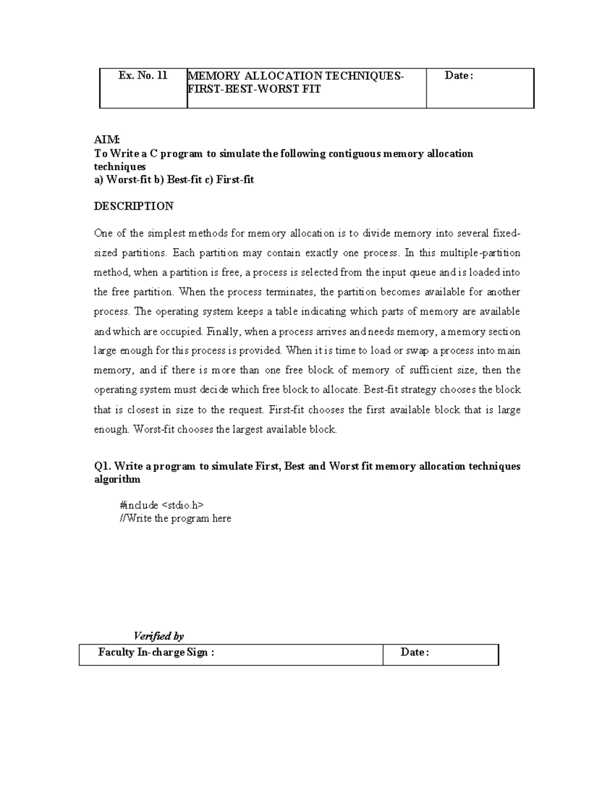 Ex 8 - notes - Ex. No. 8 SCHEDULING ALGORITHMS FCFS-SJF Date : FCFS ...