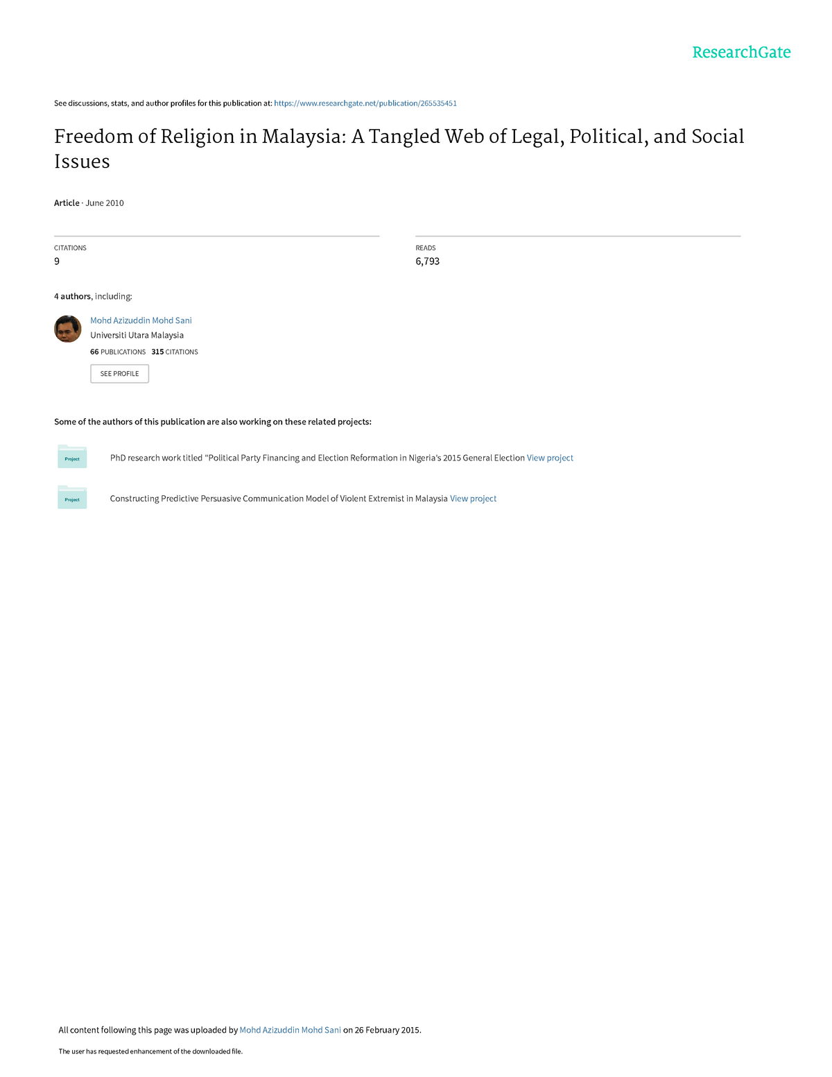 freedom of religion in malaysia essay