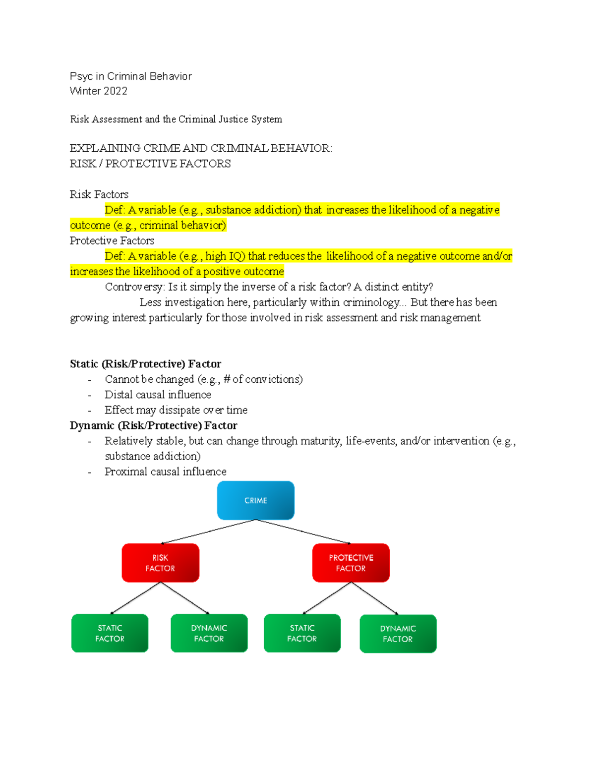 Risk assessment and the Criminal Justice system - CRIM 2251 ...