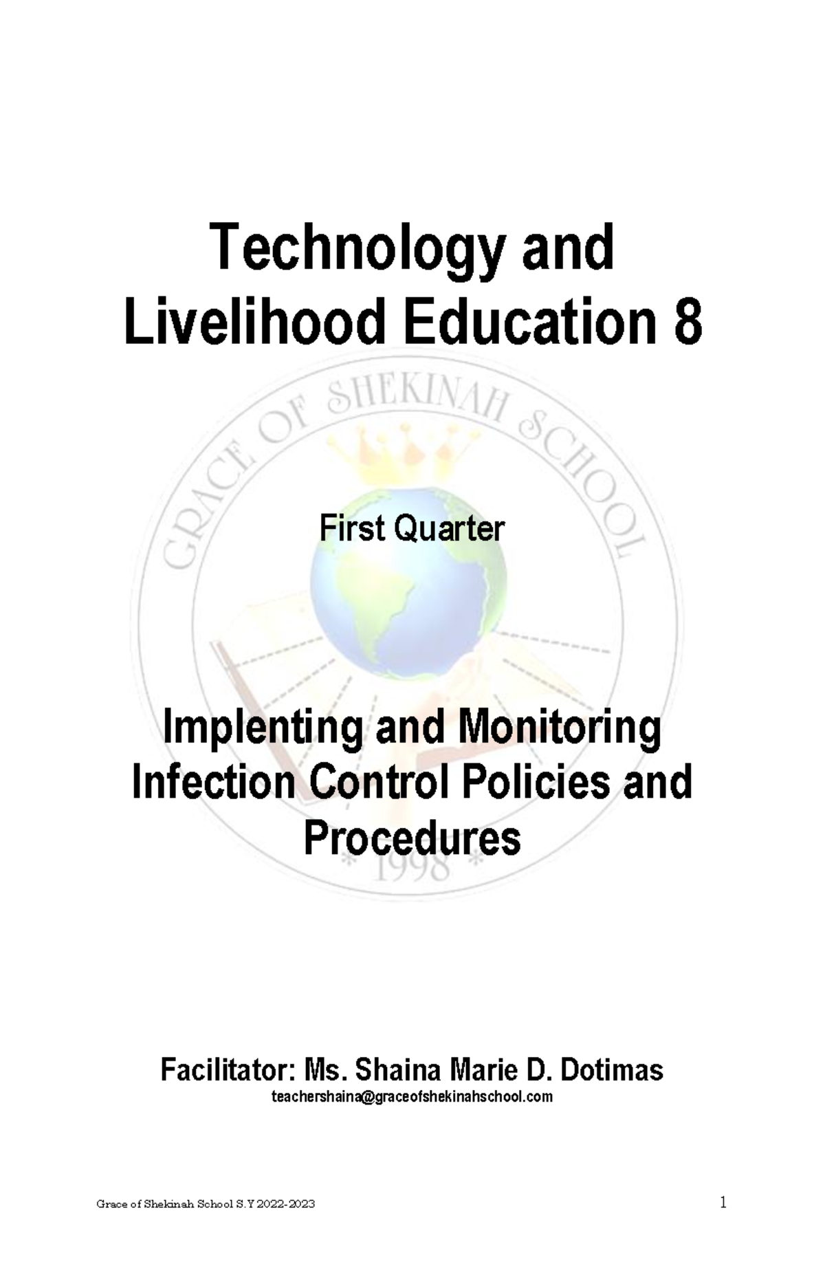 TLE 8 Q1 WEEK 6 Implementing AND Monitoring Infection Control Policies ...