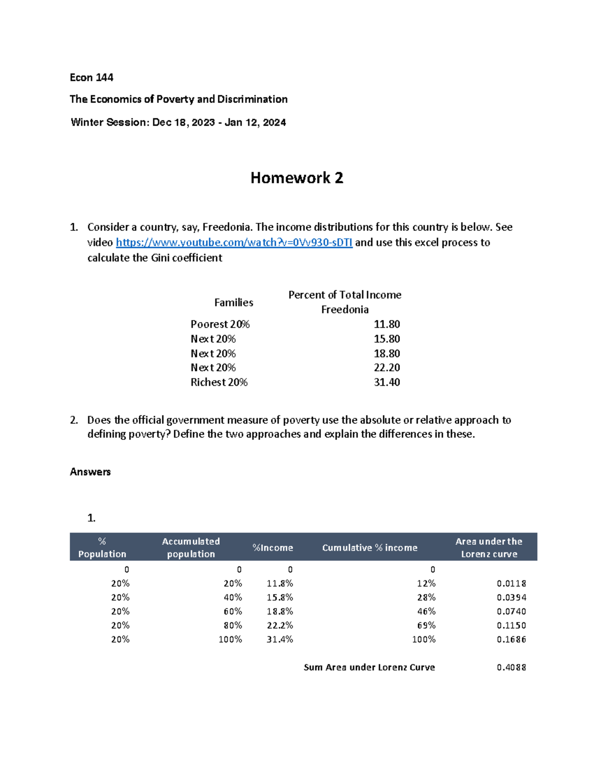 Homework 2 Answer Key - Econ ϭκκ The EconomicƐ Of PoǀerƚLJ And ...