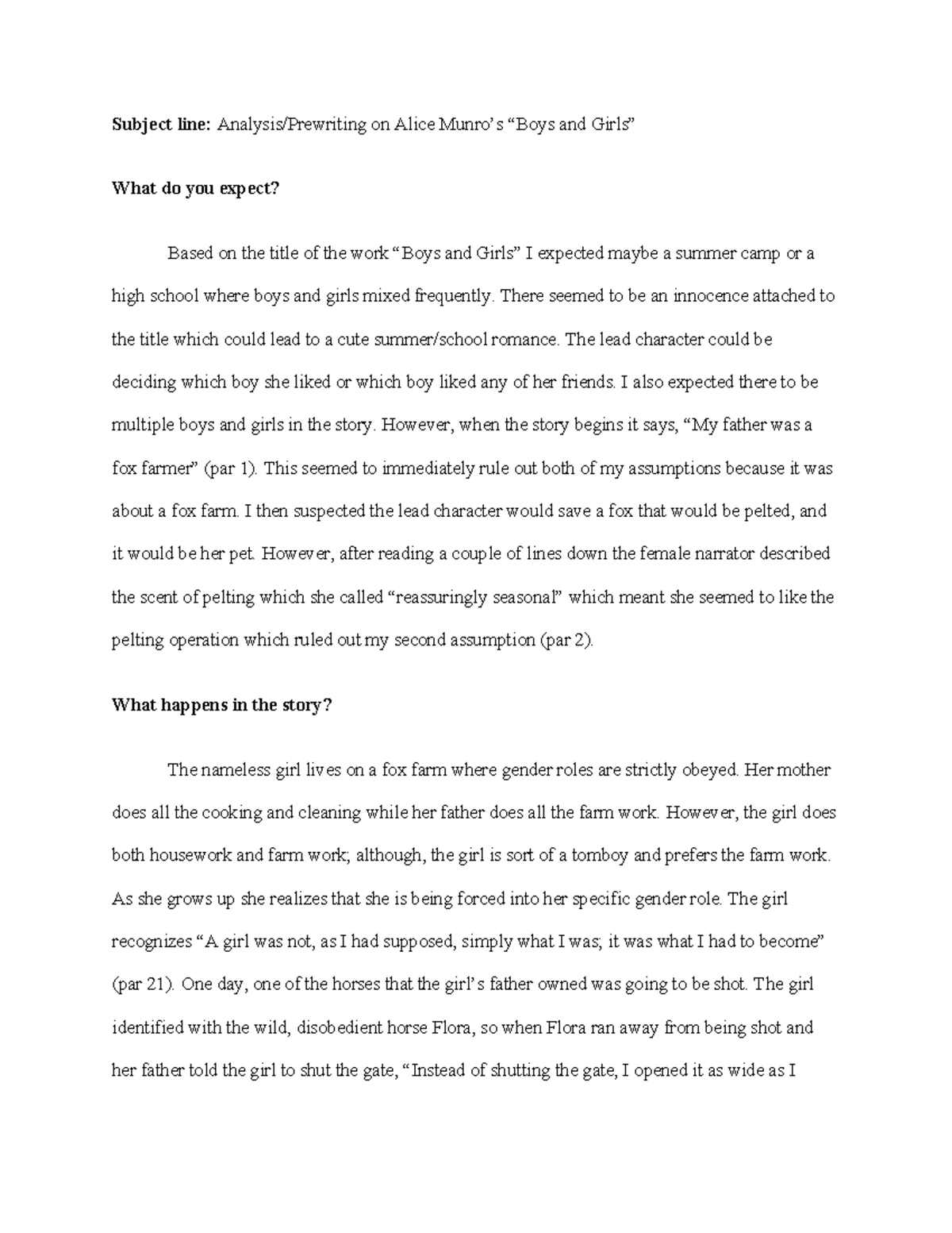 Analysis Prewriting Worksheet Fiction Essay Boys and Girls by Alice