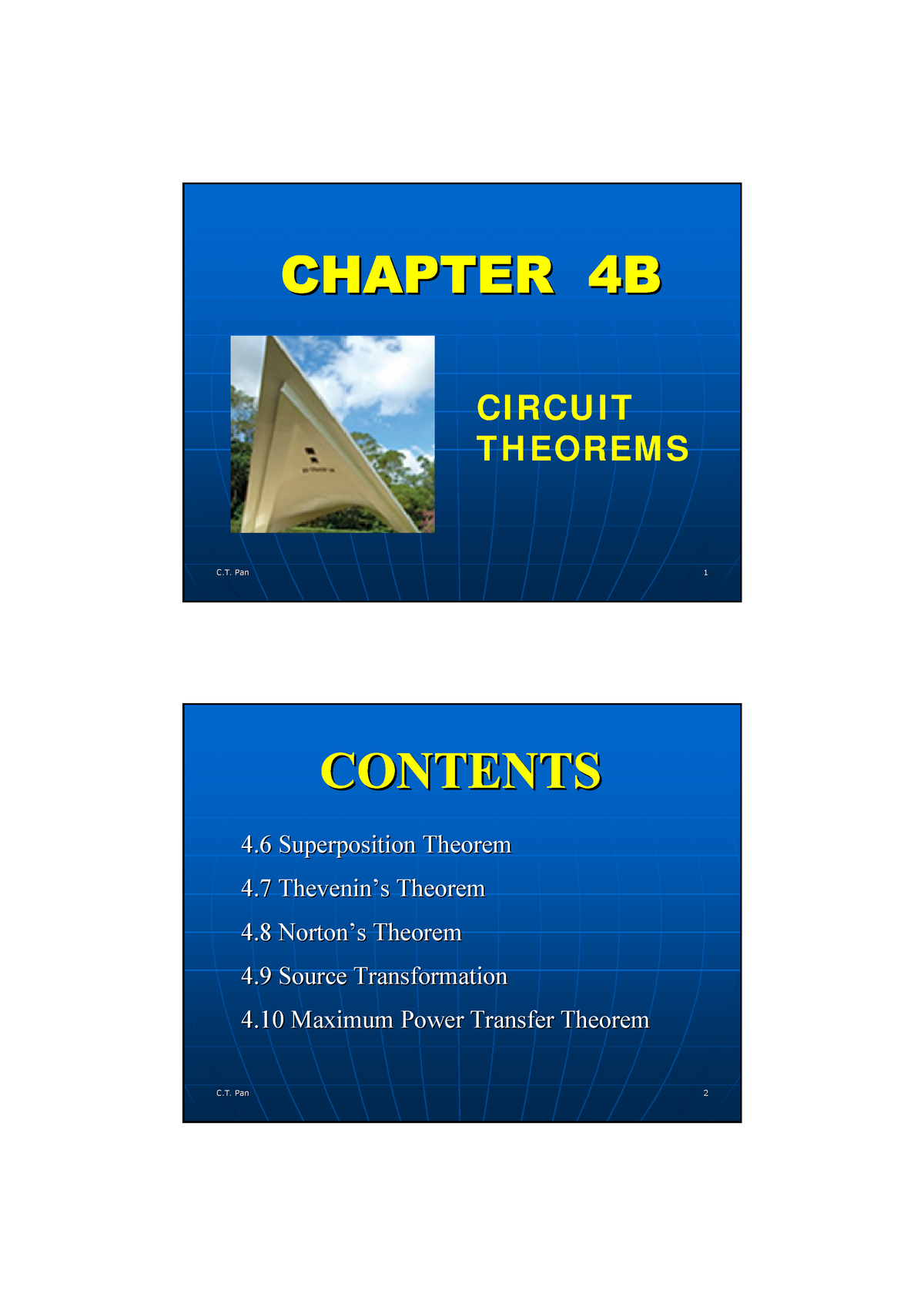 Circuit Theorems Lecture Notes 1 5 C Panc Pan 1111 Ci Rcu I T T H Eorem S C Panc Pan 22 4677