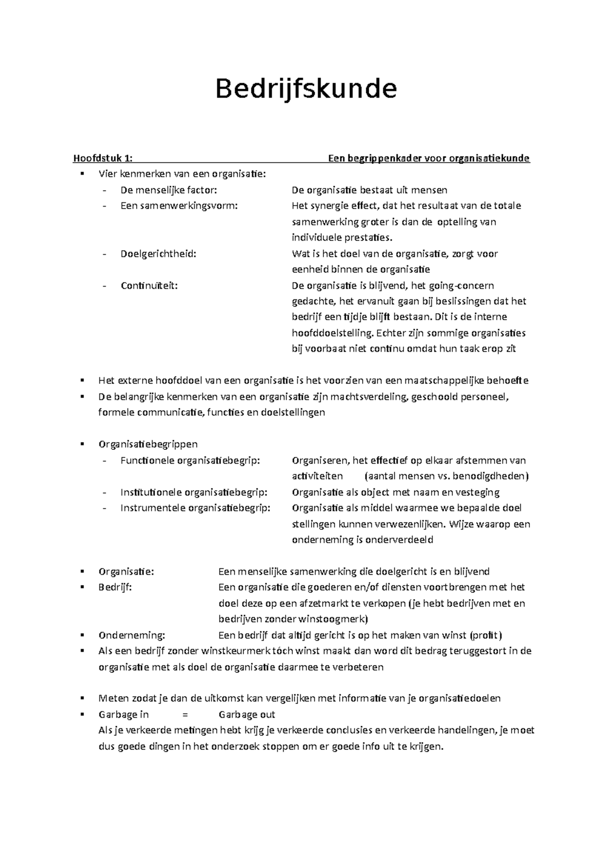 Bedrijfskunde - Samenvatting Periode 1 En 2 - Bedrijfskunde Hoofdstuk 1 ...