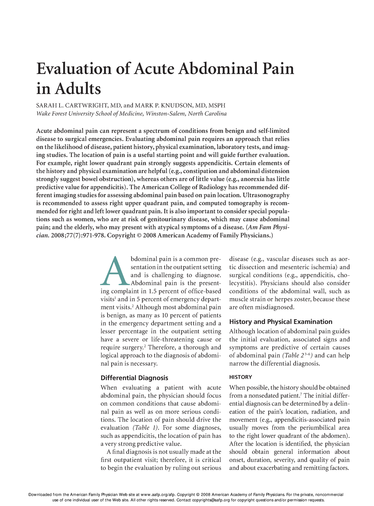 Evaluación Dolor Abdominal Agudo - Evaluation Of Acute Abdominal Pain ...