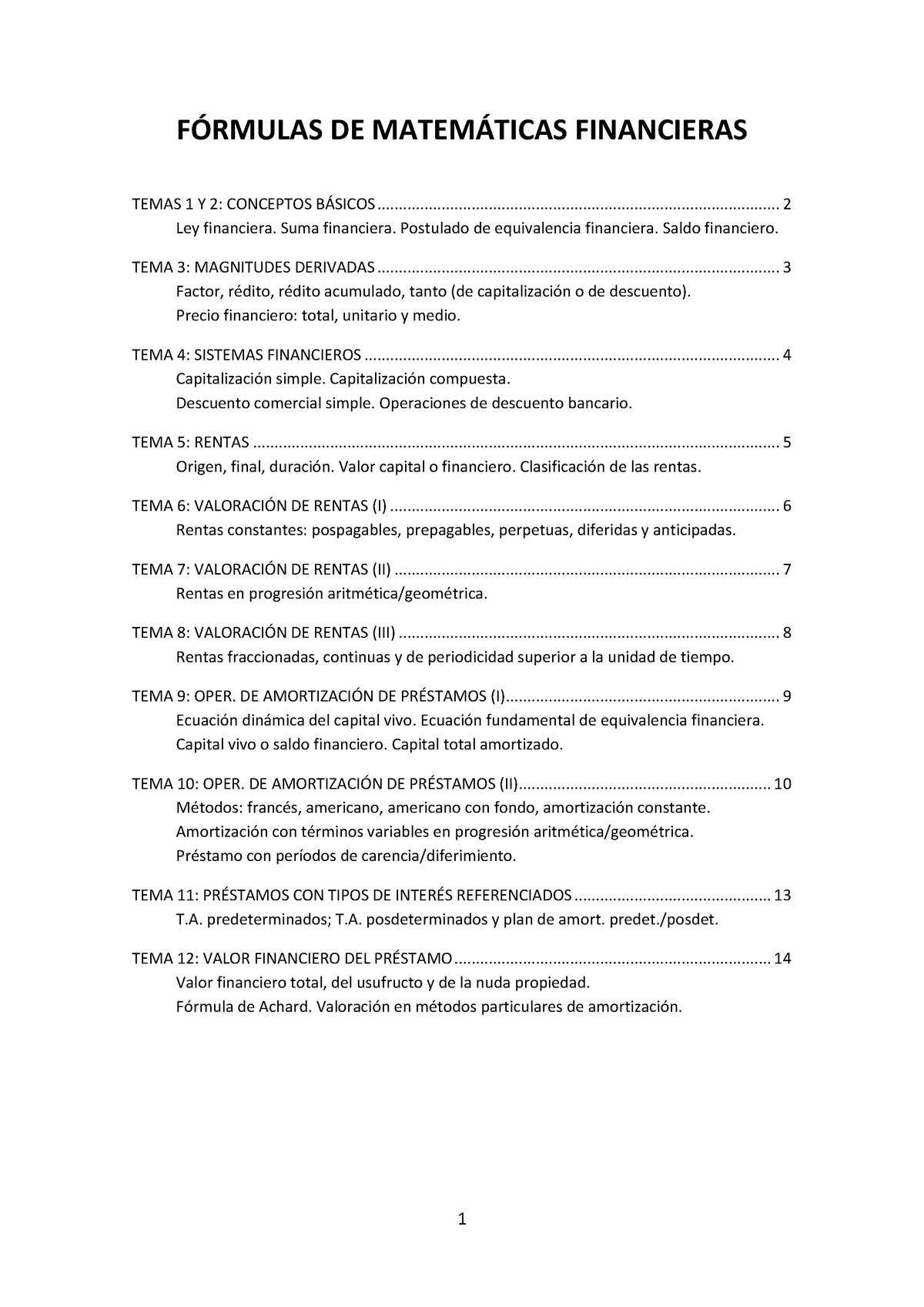 F Rmulas Financieras Frmulas De Matemticas Financieras Temas Y Conceptos Bsicos Studocu