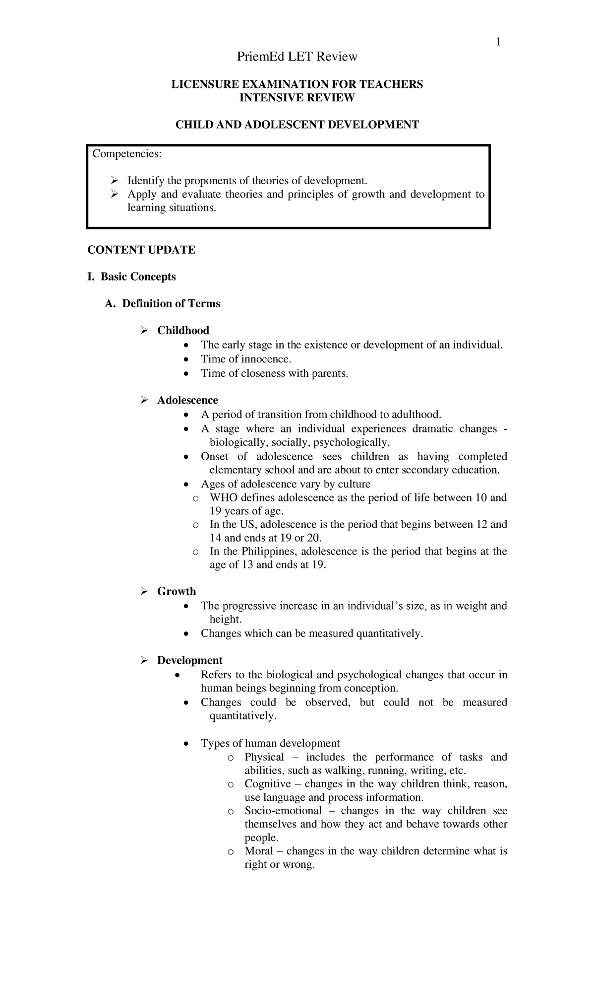 Child And Adolescent Development Review Jan 2011 - PriemEd LET Review ...