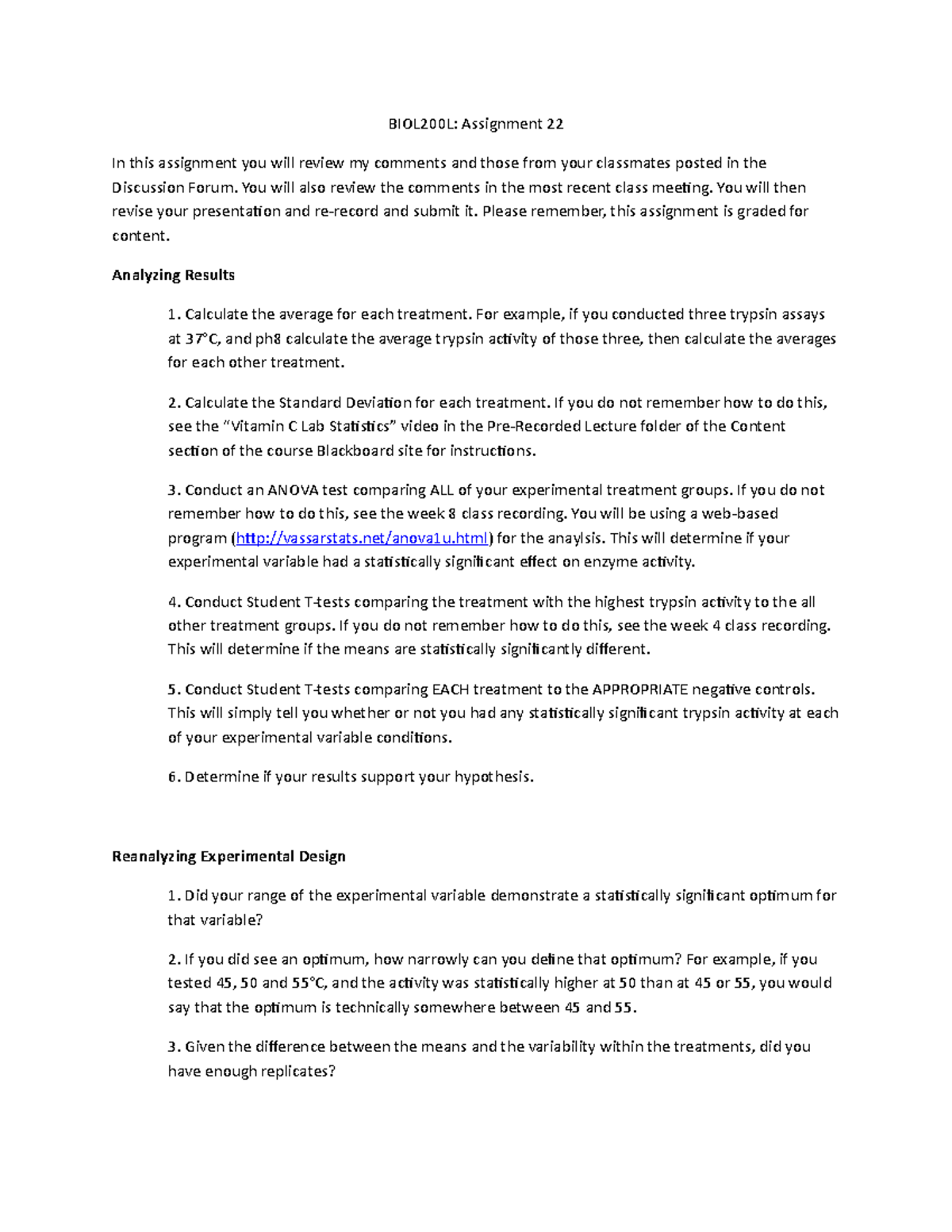 Assignment 18 - BIOL200L: Assignment 22 In this assignment you will ...