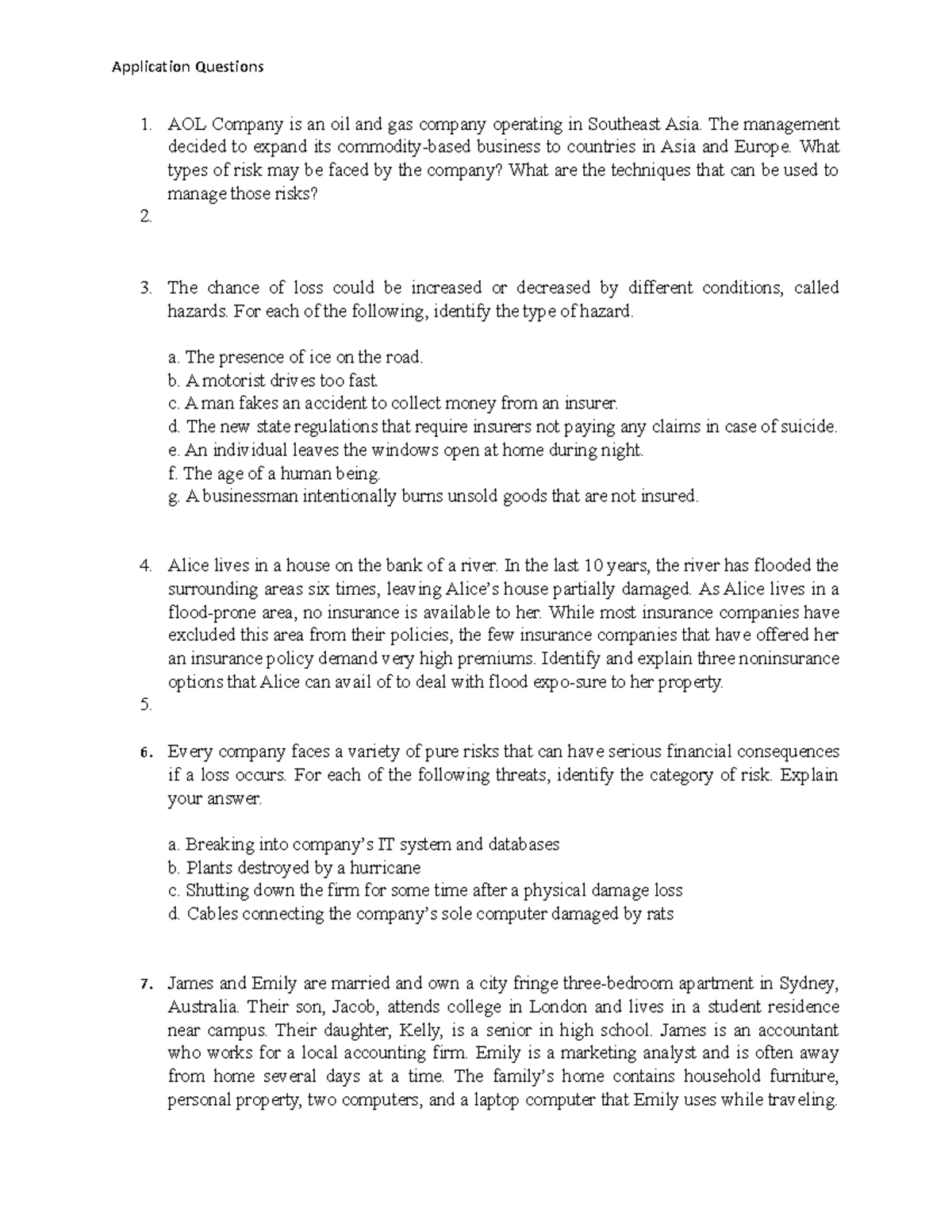 Ch 1 Application questions Application Questions 1. AOL Company is an