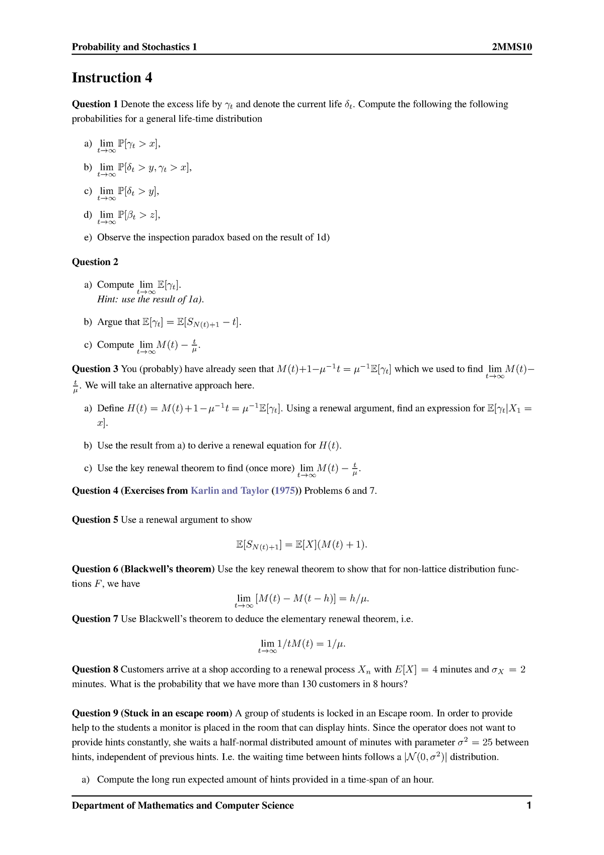 Instruction 4 - opdrachten instructie 4 - Probability and Stochastics 1 ...