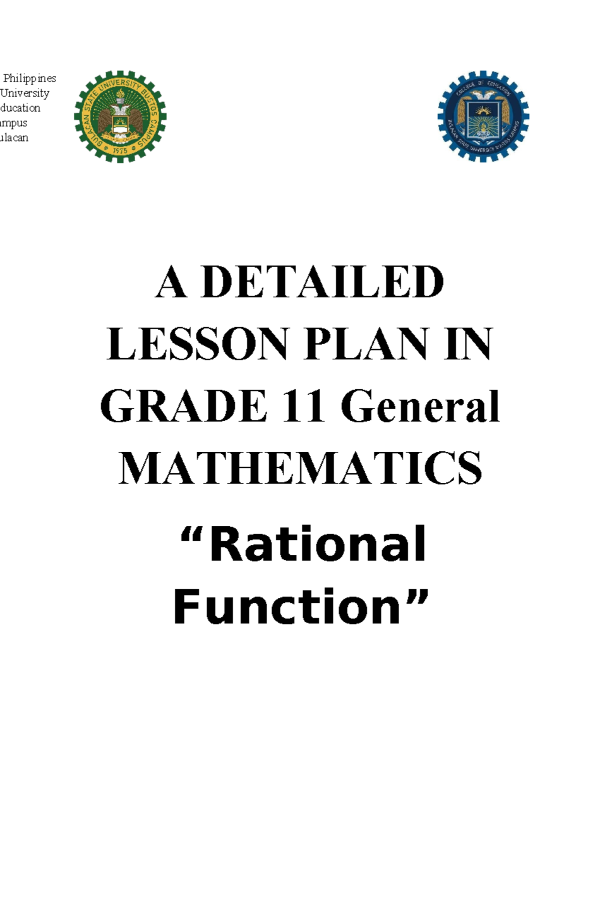 6. DLP Rational-Function - A DETAILED LESSON PLAN IN GRADE 11 General ...