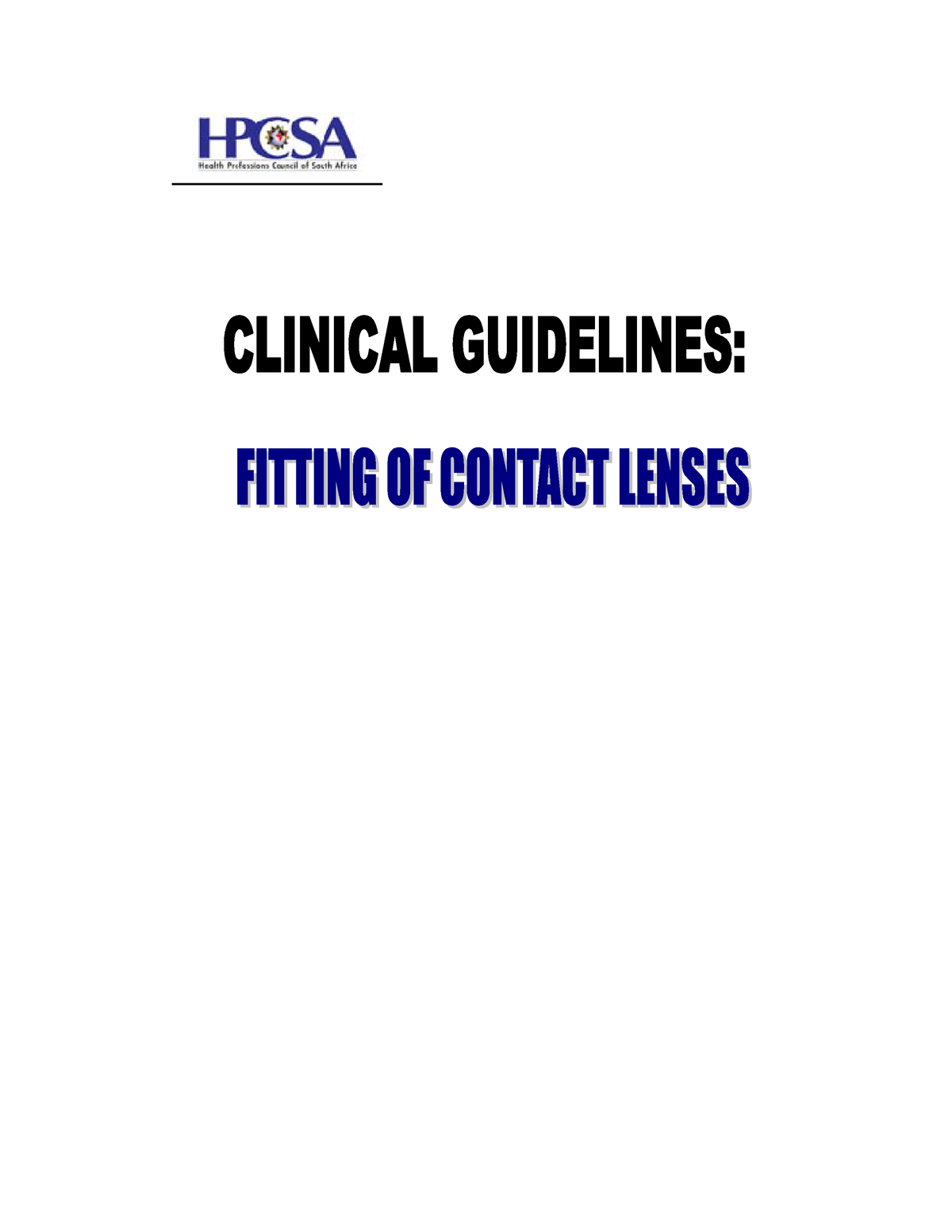 Fitting Of Contact Lenses Clinical Guidelines - CLINICAL GUIDELINES ...