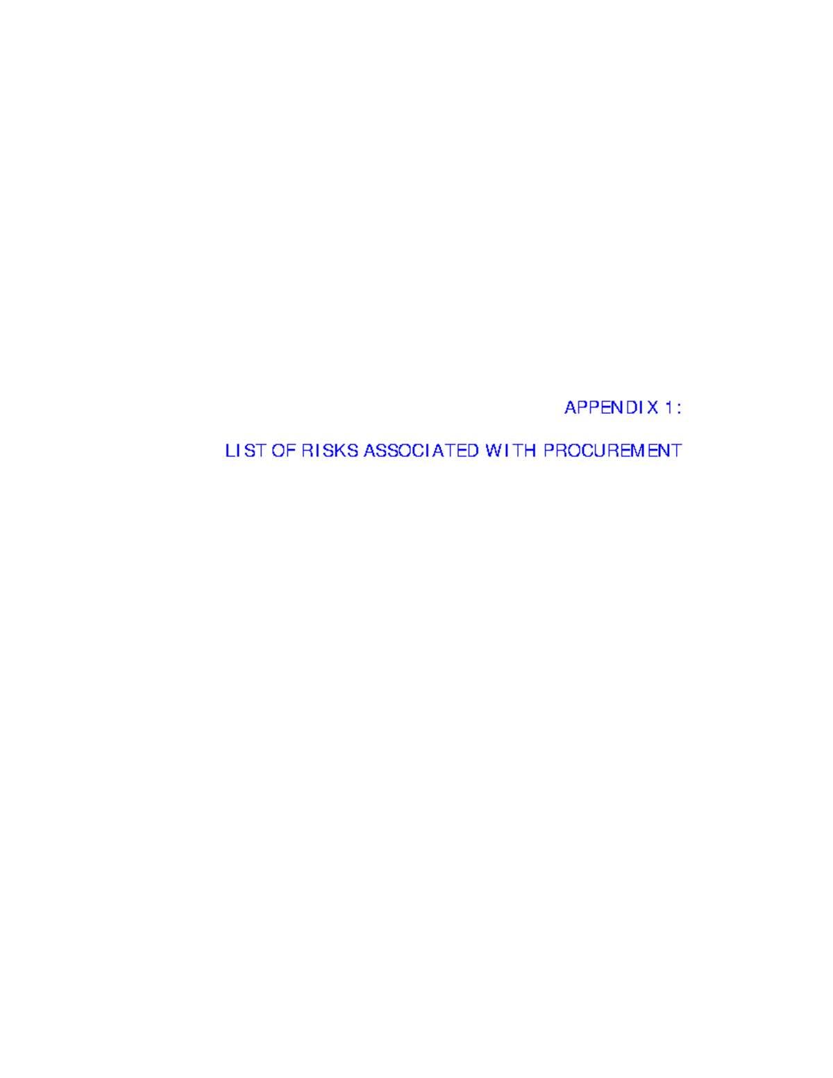 Appendix 1 - List of Risks Associated with Procurement Final - APPENDI ...