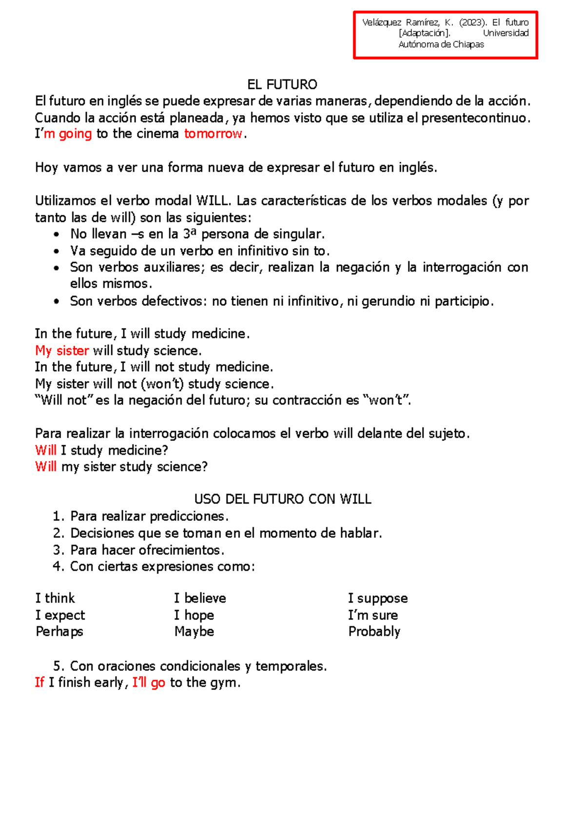3 - apuntes de inglés - EL FUTURO El futuro en inglés se puede expresar ...