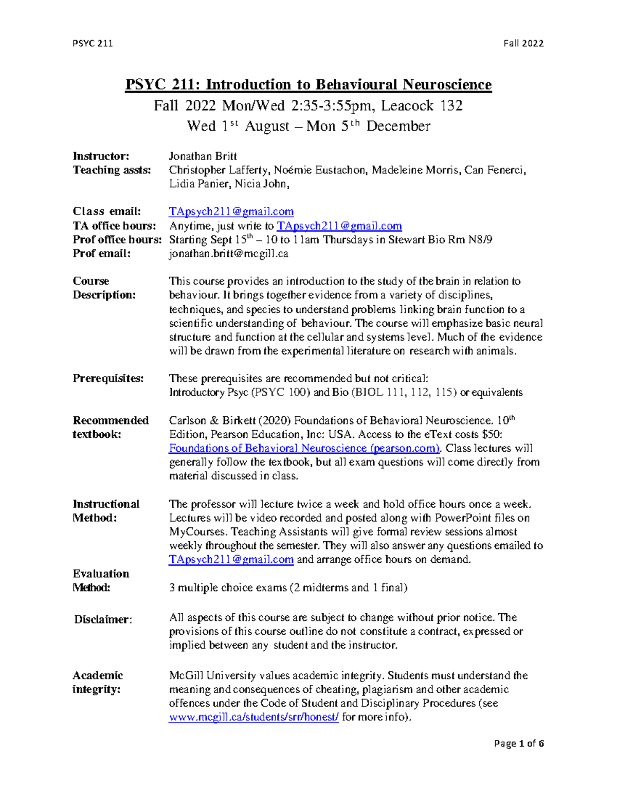 PSYC211 2022 Syllabus - PSYC 211: Introduction to Behavioural ...