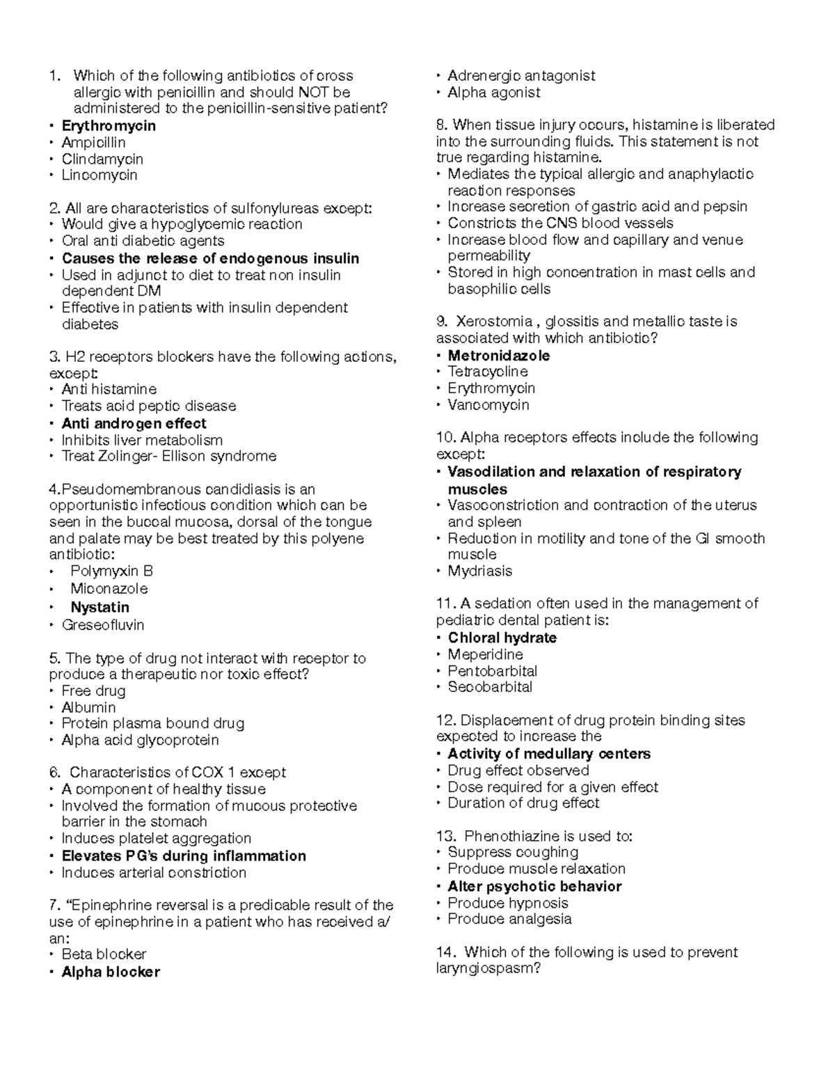 Pharmacology-AND- Anesthesiology Ememe - Which of the following ...