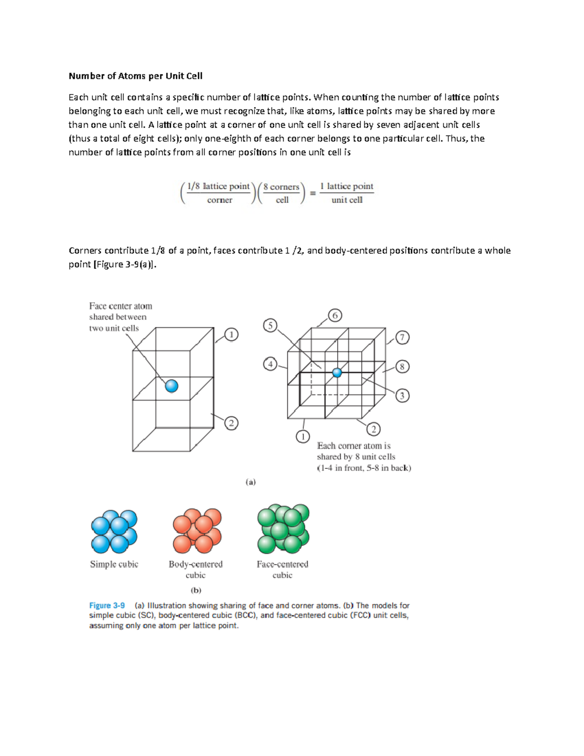 Topic 1 - good notes on material science lectures - Number of Atoms per ...